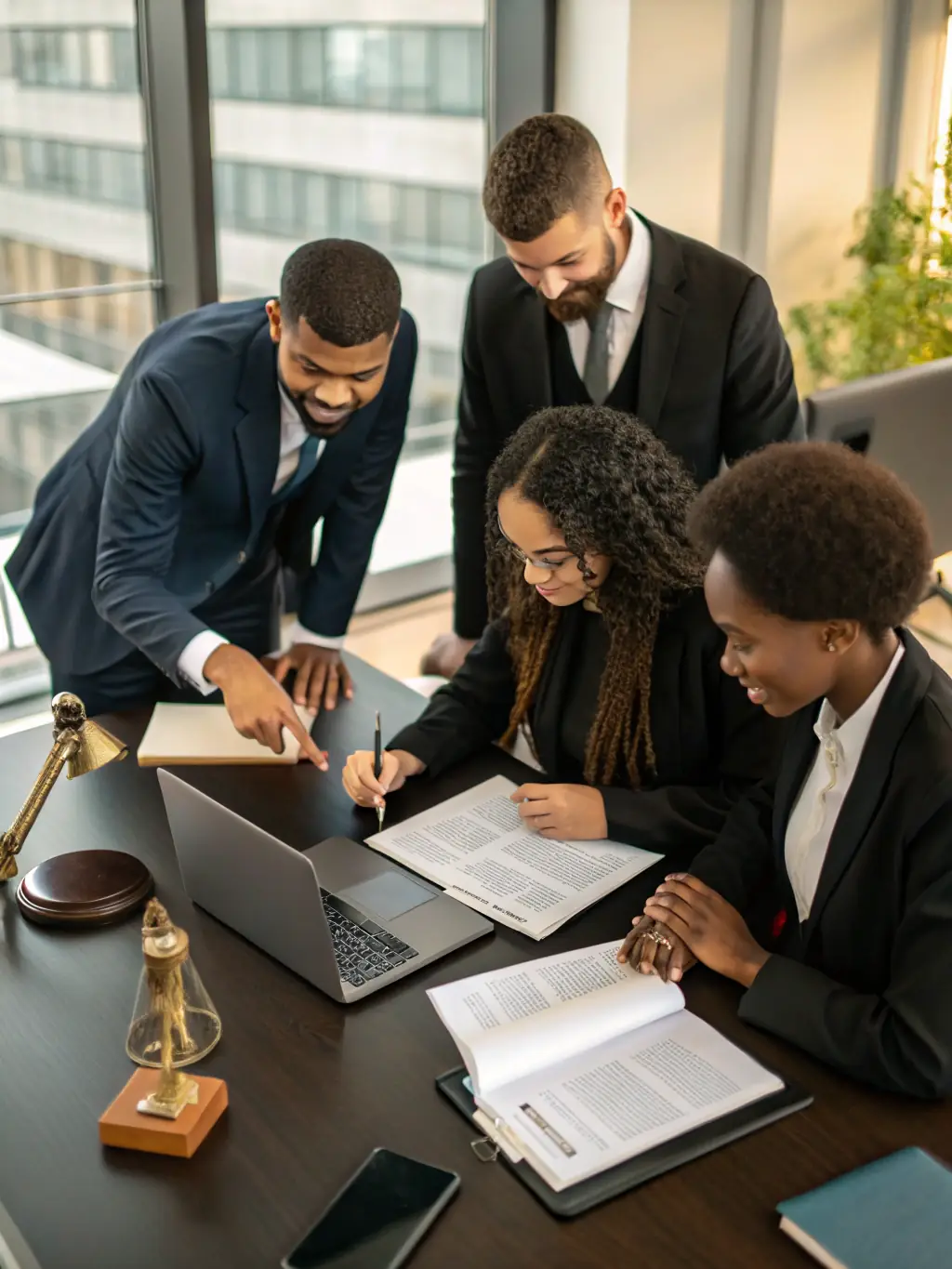 A diverse group of employees collaborating in a modern office, representing Moat Advocates' expertise in employment law.